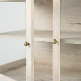Arelius White/Gold Wood, Metal Base with 2 Glass Doors Accent Cabinet - Ornate Home