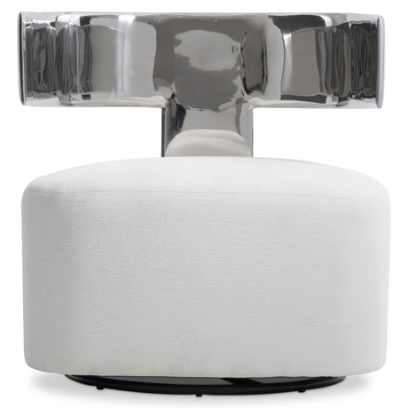 Ares Glamorous/White/Cream Fabric Swivel Chair - Ornate Home