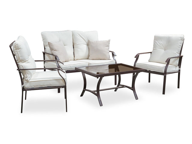 Arezzo Beige 4 Pc. Outdoor Conversation Set - Ornate Home