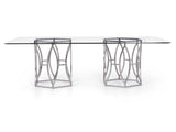 Argent Clear/Polished Stainless Rectangular Steel Dining Table - Ornate Home