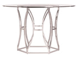 Argent Clear/Polished Stainless Round Steel Dining Table - Ornate Home