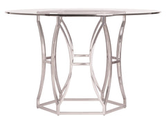 Argent Clear/Polished Stainless Round Steel Dining Table - Ornate Home