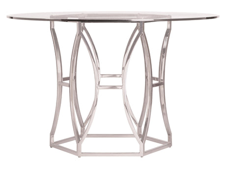 Argent Clear/Polished Stainless Round Steel Dining Table - Ornate Home
