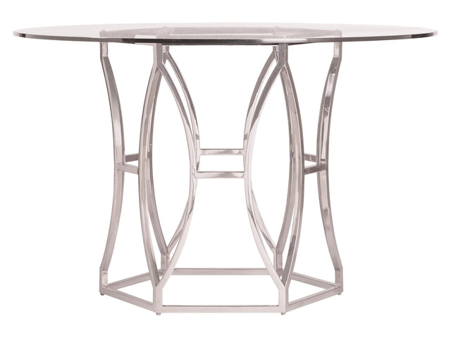 Argent Clear/Polished Stainless Round Steel Dining Table - Ornate Home