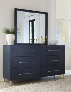 Argento Beveled Glass Wall or Dresser Mirror in Navy Blue - Ornate Home