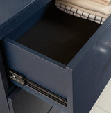 Argento Five Drawer Chest in Navy Blue and Burnished Brass - Ornate Home