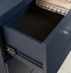 Argento Five Drawer Chest in Navy Blue and Burnished Brass - Ornate Home