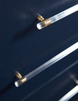 Argento Five Drawer Chest in Navy Blue and Burnished Brass - Ornate Home