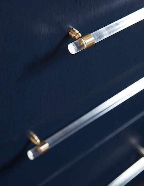 Argento Five Drawer Chest in Navy Blue and Burnished Brass - Ornate Home