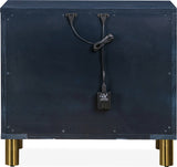 Argento Navy Blue/Burnished Brass Two Drawer USB Charging Nightstand - Ornate Home