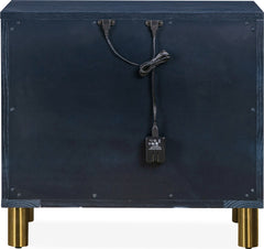 Argento Navy Blue/Burnished Brass Two Drawer USB Charging Nightstand - Ornate Home