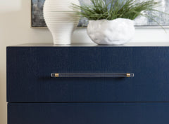 Argento Navy Blue/Burnished Brass Two Drawer USB Charging Nightstand - Ornate Home