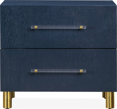 Argento Navy Blue/Burnished Brass Two Drawer USB Charging Nightstand - Ornate Home