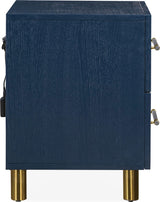 Argento Navy Blue/Burnished Brass Two Drawer USB Charging Nightstand - Ornate Home