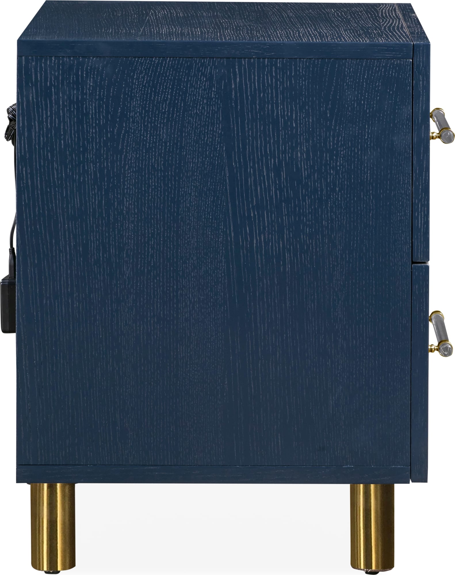 Argento Navy Blue/Burnished Brass Two Drawer USB Charging Nightstand - Ornate Home
