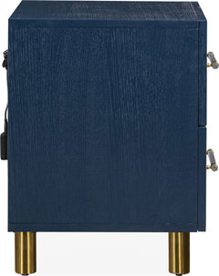 Argento Navy Blue/Burnished Brass Two Drawer USB Charging Nightstand - Ornate Home