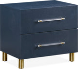 Argento Navy Blue/Burnished Brass Two Drawer USB Charging Nightstand - Ornate Home