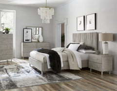 Argento Wave-Patterned California King Bed in Misty Grey - Ornate Home