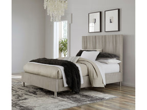 Argento Wave-Patterned Full Bed in Misty Grey - Ornate Home