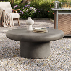 Argos Gray Indoor - Outdoor Patio Concrete Round Coffee Table - Ornate Home