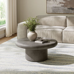 Argos Gray Indoor - Outdoor Patio Concrete Round Coffee Table - Ornate Home