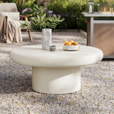 Argos White Indoor - Outdoor Patio Concrete Round Coffee Table - Ornate Home