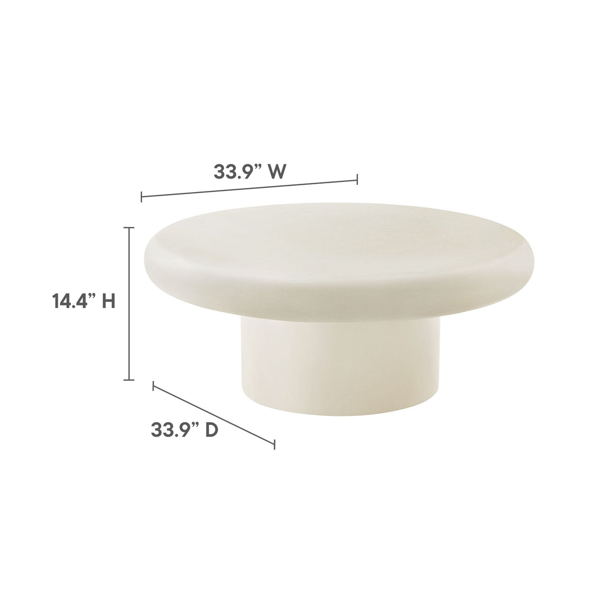 Argos White Indoor - Outdoor Patio Concrete Round Coffee Table - Ornate Home