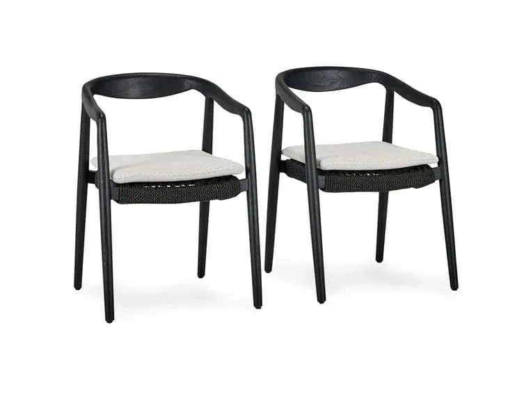 Aria Black/Sand Outdoor Dining Chair (Set of 2) - Ornate Home