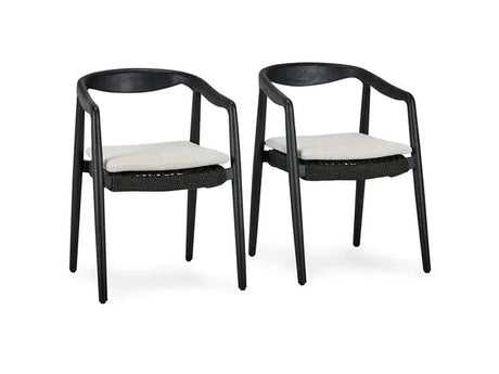 Aria Black/Sand Outdoor Dining Chair (Set of 2) - Ornate Home