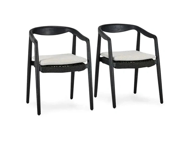 Aria Black/Sand Outdoor Dining Chair (Set of 2) - Ornate Home