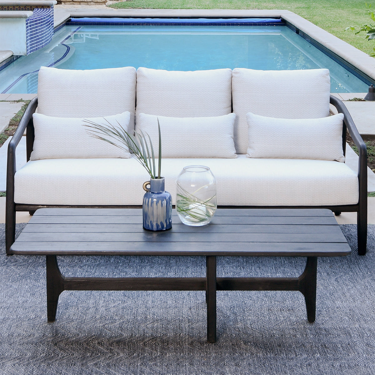Aria Gray/Black Outdoor Sofa - Ornate Home