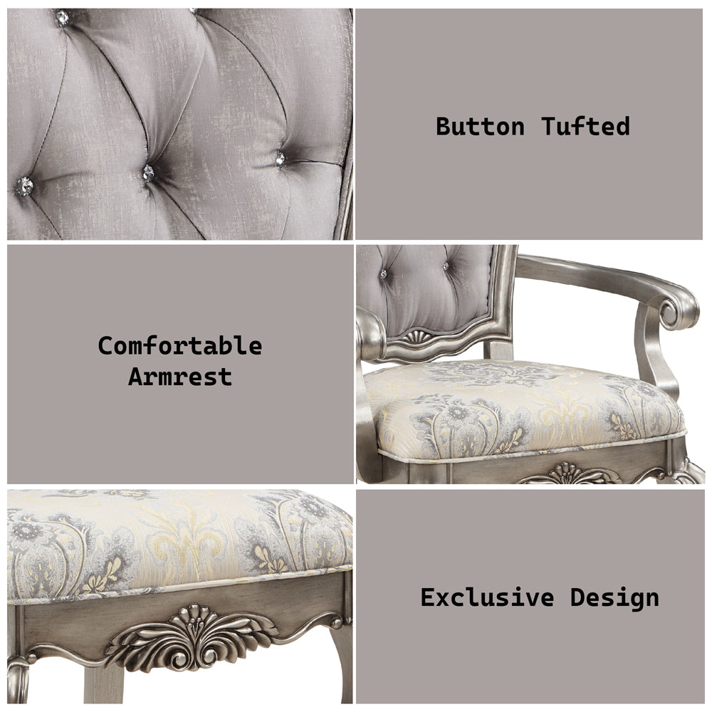 Ariadne Plantinum Arm Chair (Set of 2) - Ornate Home