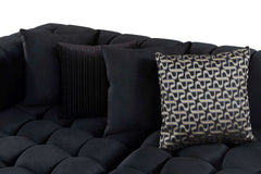 Ariana Black Velvet Double Chaise Sectional Sofa - Ornate Home