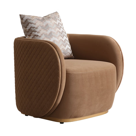 Ariana Gold/Caramel Velvet Accent Chair - Ornate Home
