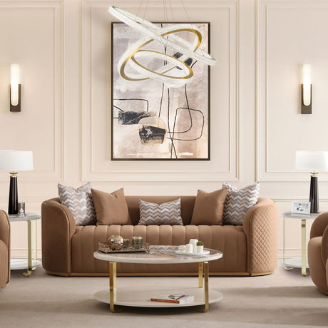 Ariana Gold/Caramel Velvet Loveseat - Ornate Home