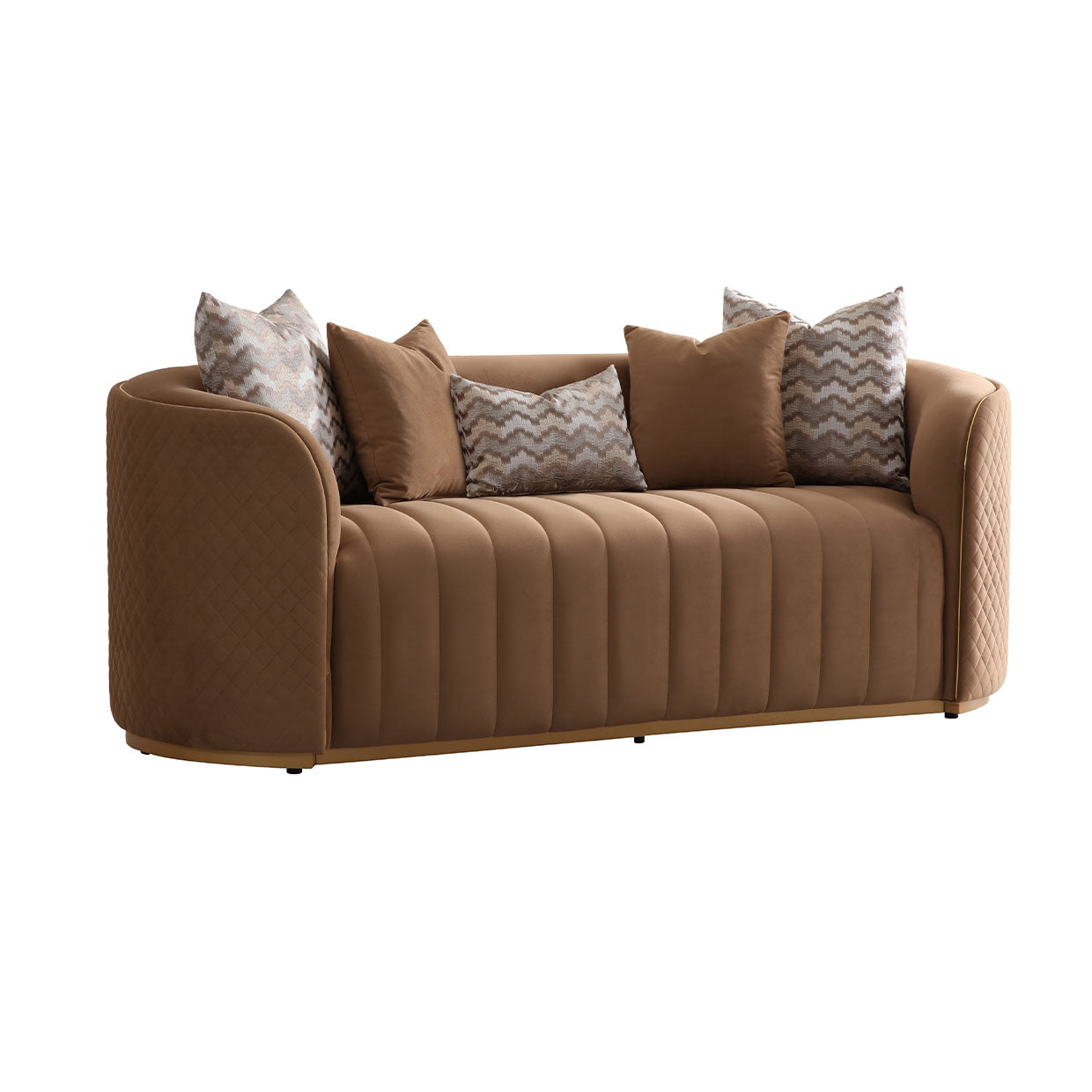 Ariana Gold/Caramel Velvet Loveseat - Ornate Home
