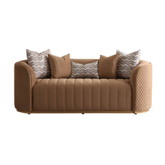 Ariana Gold/Caramel Velvet Loveseat - Ornate Home