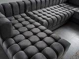 Ariana Gray Velvet Double Chaise "U" Shape Sectional Sofa - Ornate Home
