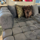 Ariana Gray Velvet Double Chaise "U" Shape Sectional Sofa - Ornate Home