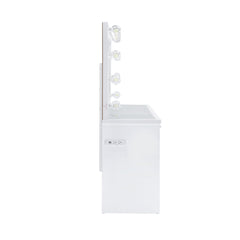 Ariana White Vanity Set with Lightbulbs - Ornate Home