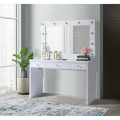 Ariana White Vanity Set with Lightbulbs - Ornate Home