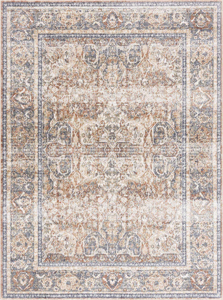 Arias Beige Blue Washable Area Rug - Ornate Home