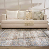 Arias Beige Blue Washable Area Rug - Ornate Home