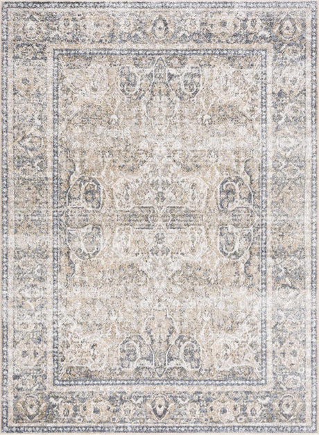 Arias Cream & Blue Washable Area Rug - Ornate Home
