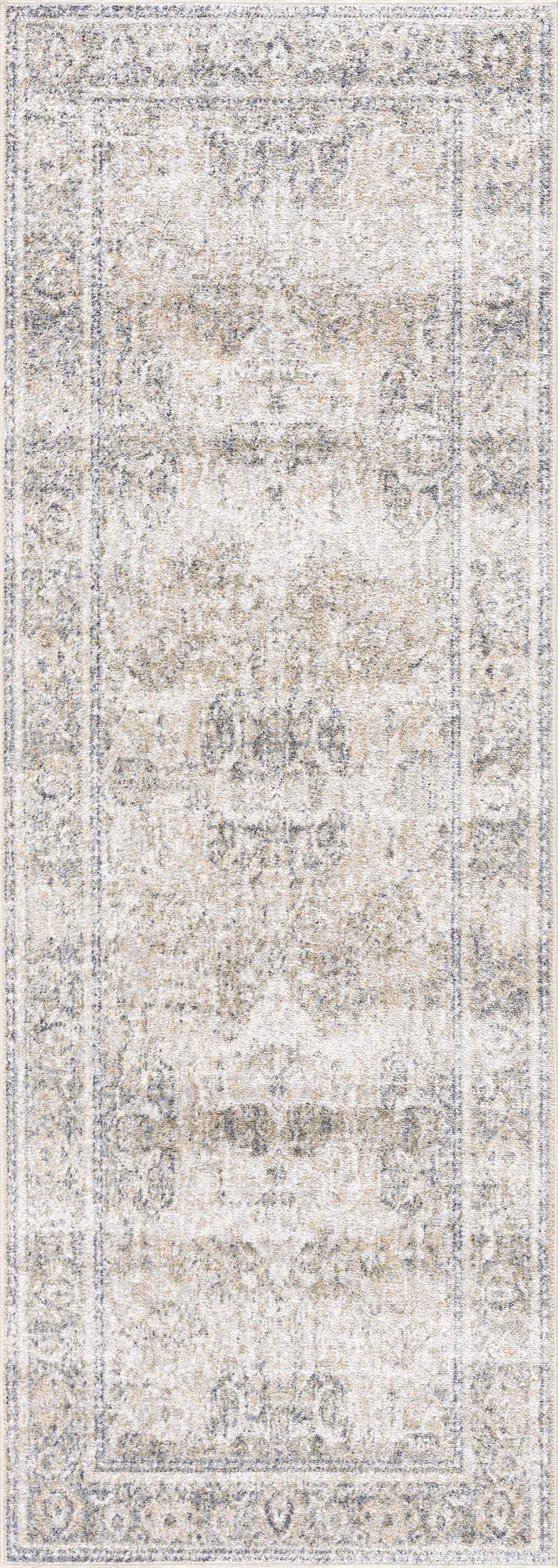 Arias Cream & Blue Washable Area Rug - Ornate Home