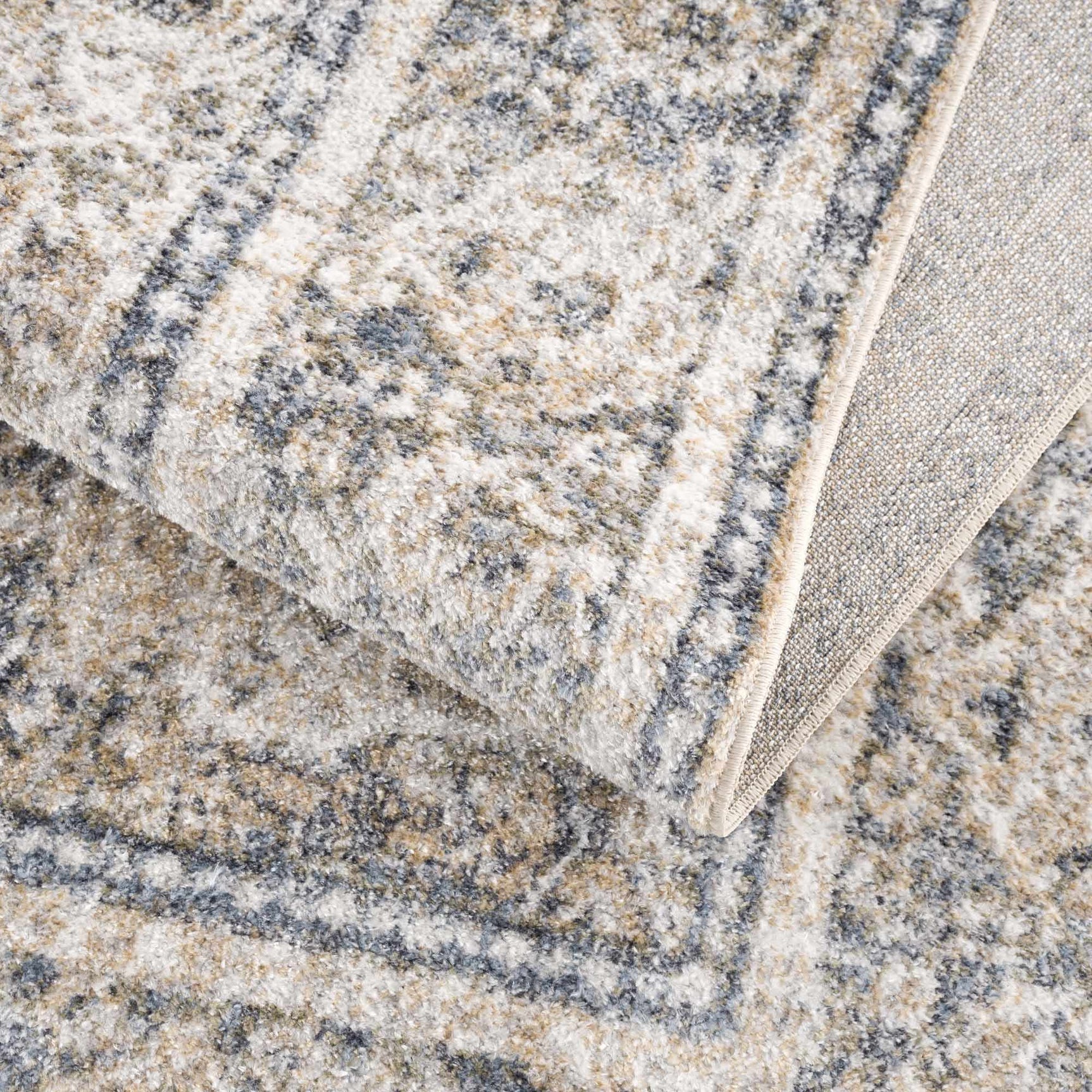 Arias Cream & Blue Washable Area Rug - Ornate Home