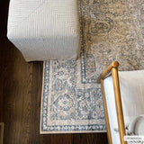 Arias Cream & Blue Washable Area Rug - Ornate Home