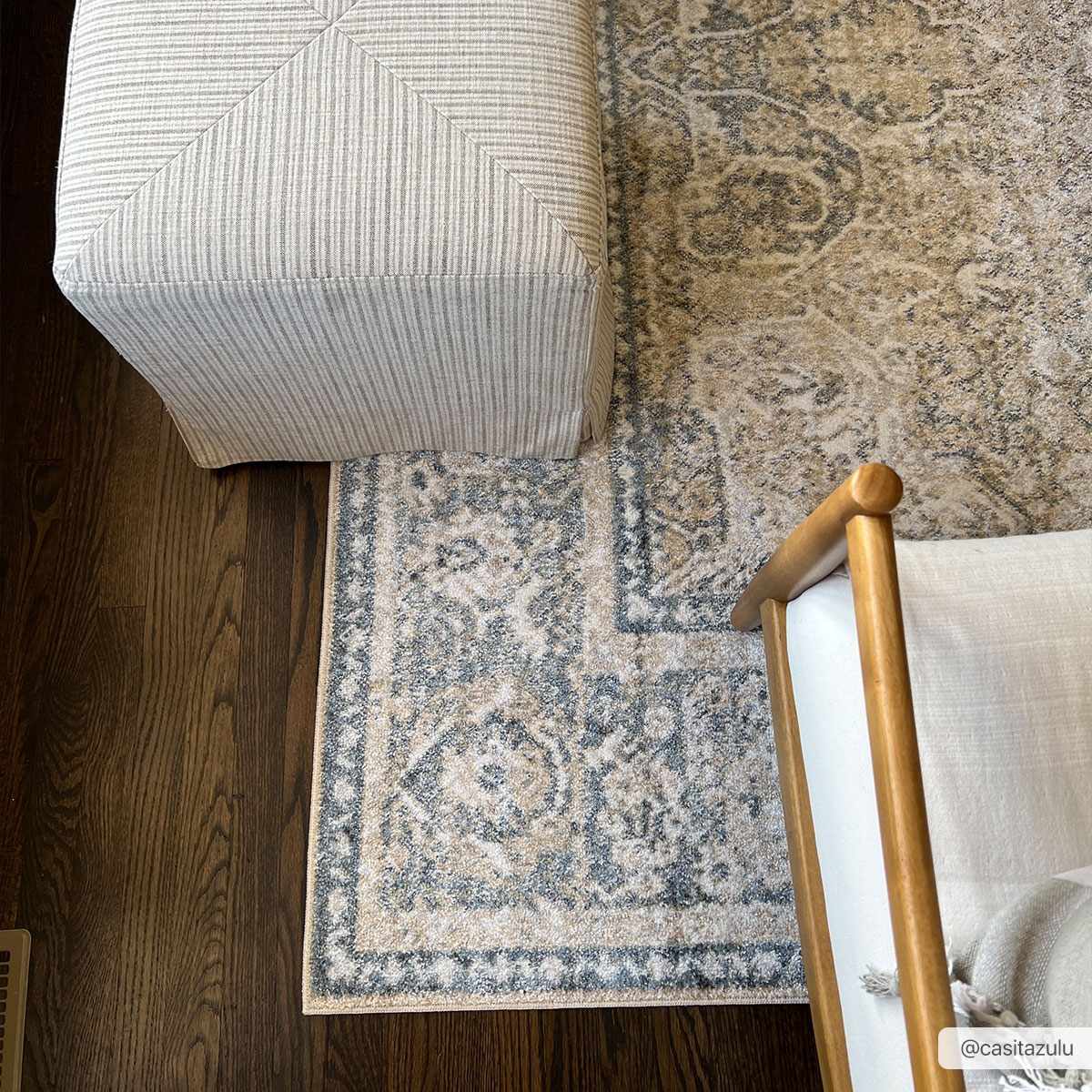 Arias Cream & Blue Washable Area Rug - Ornate Home