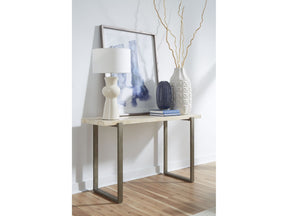 Ariela Natural Travertine Console Table with Bronze Metal Base - Ornate Home