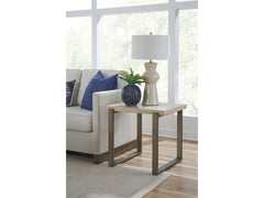 Ariela Natural Travertine End Table with Bronze Metal Base - Ornate Home